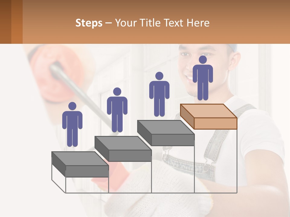 A Man Is Painting A Wall With A Roller PowerPoint Template