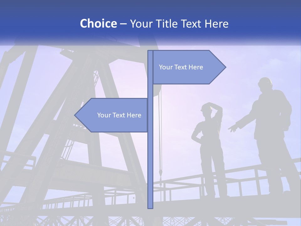 A Man And A Woman Standing Next To An Oil Pump PowerPoint Template