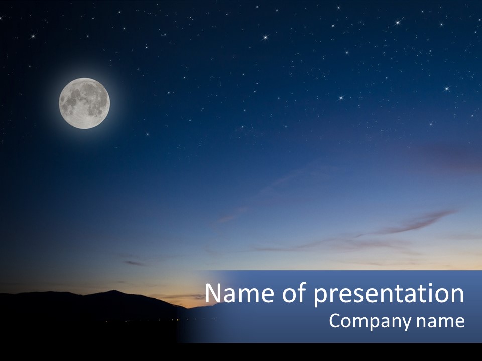 A Night Sky With A Full Moon And Stars PowerPoint Template
