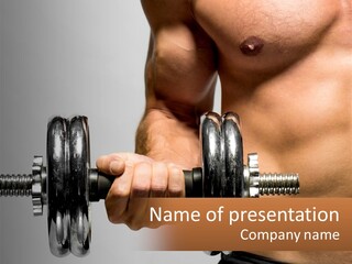 A Man Holding A Dumbbell In His Right Hand PowerPoint Template
