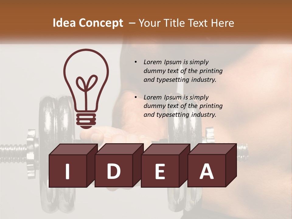 A Man Holding A Dumbbell In His Right Hand PowerPoint Template