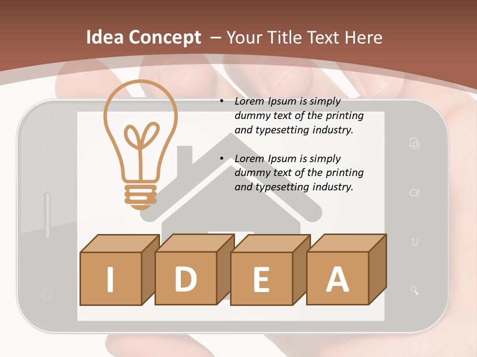 A Person Holding A Cell Phone With A House On It PowerPoint Template