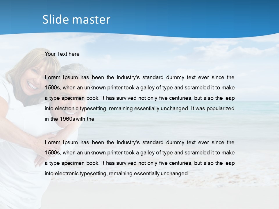 A Man And Woman Are Hugging On The Beach PowerPoint Template