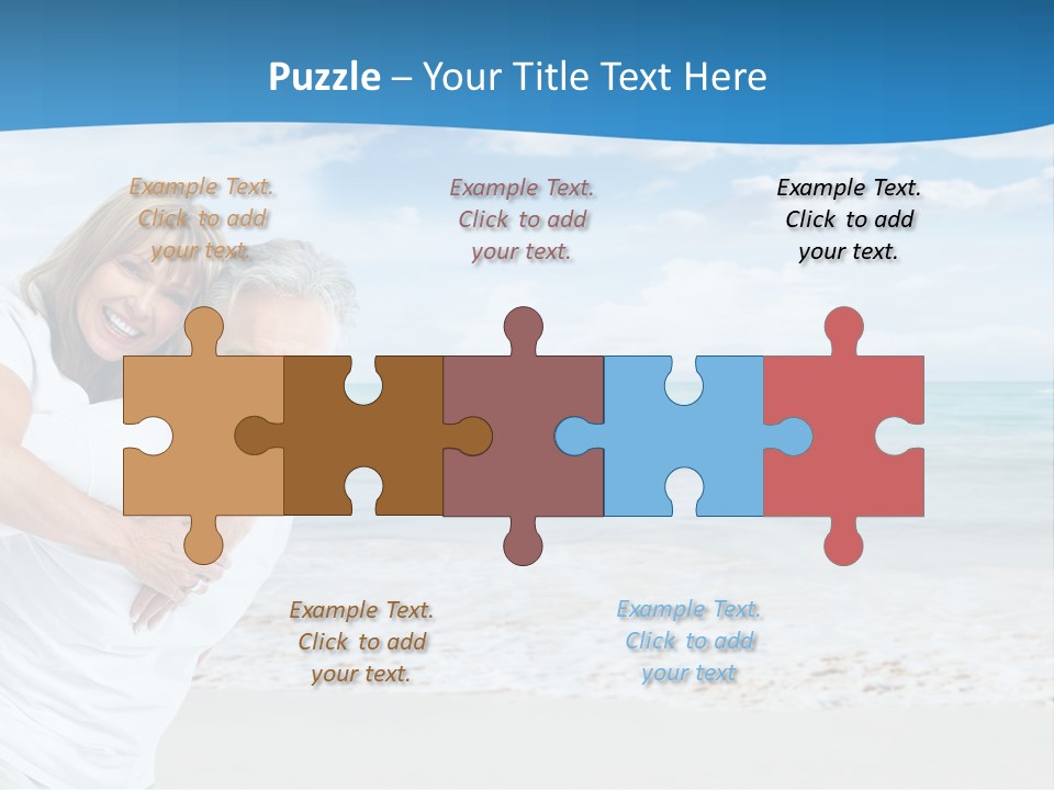 A Man And Woman Are Hugging On The Beach PowerPoint Template