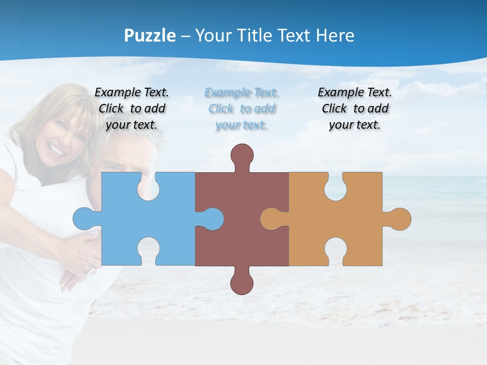 A Man And Woman Are Hugging On The Beach PowerPoint Template