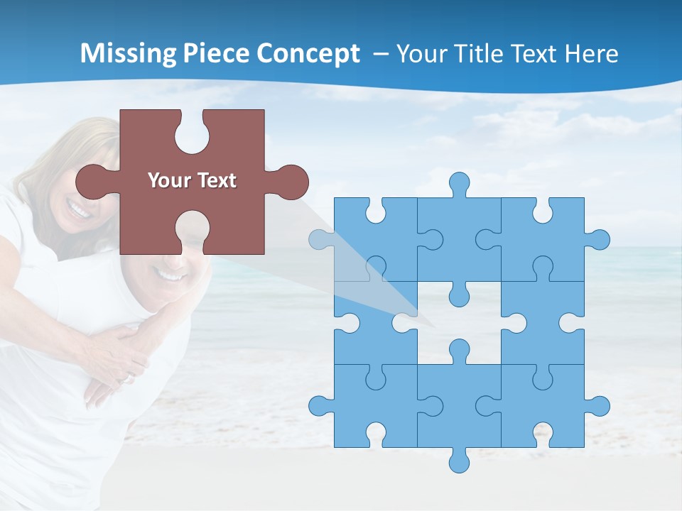 A Man And Woman Are Hugging On The Beach PowerPoint Template