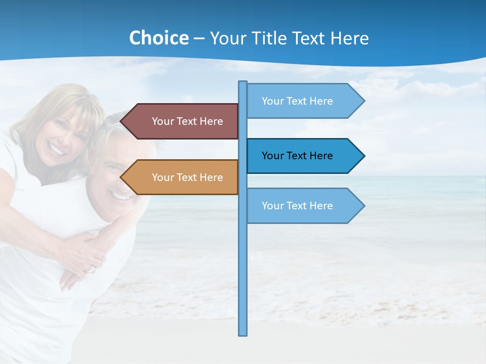 A Man And Woman Are Hugging On The Beach PowerPoint Template