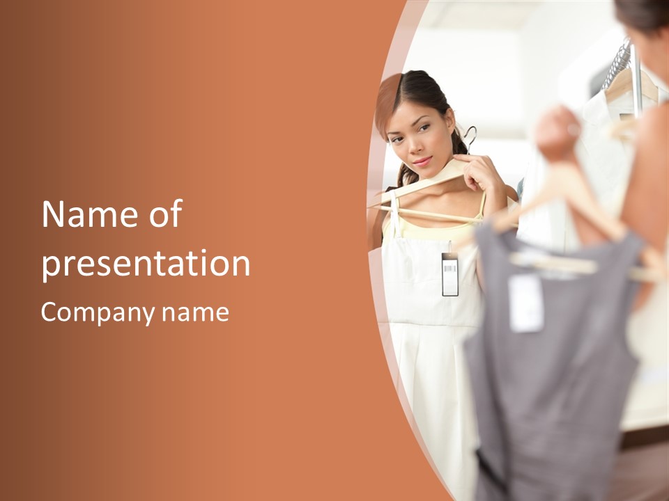 A Woman Is Looking At Her Clothes In The Mirror PowerPoint Template