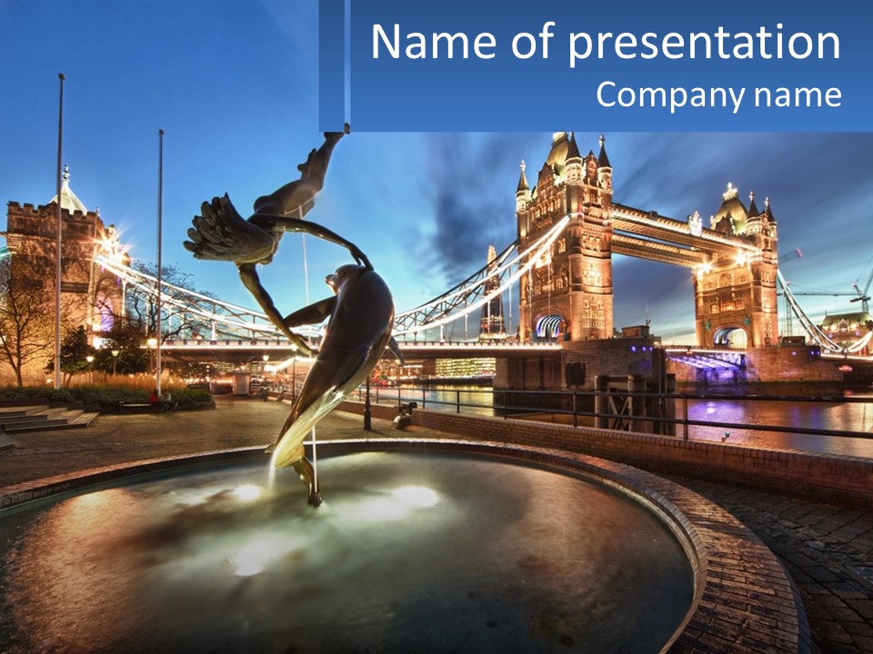 A Statue Of A Bird In Front Of A Bridge PowerPoint Template