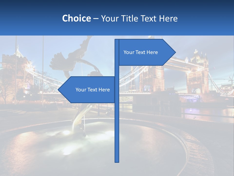 A Statue Of A Bird In Front Of A Bridge PowerPoint Template