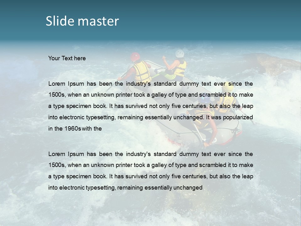 A Group Of People Riding On Top Of A Raft In A River PowerPoint Template