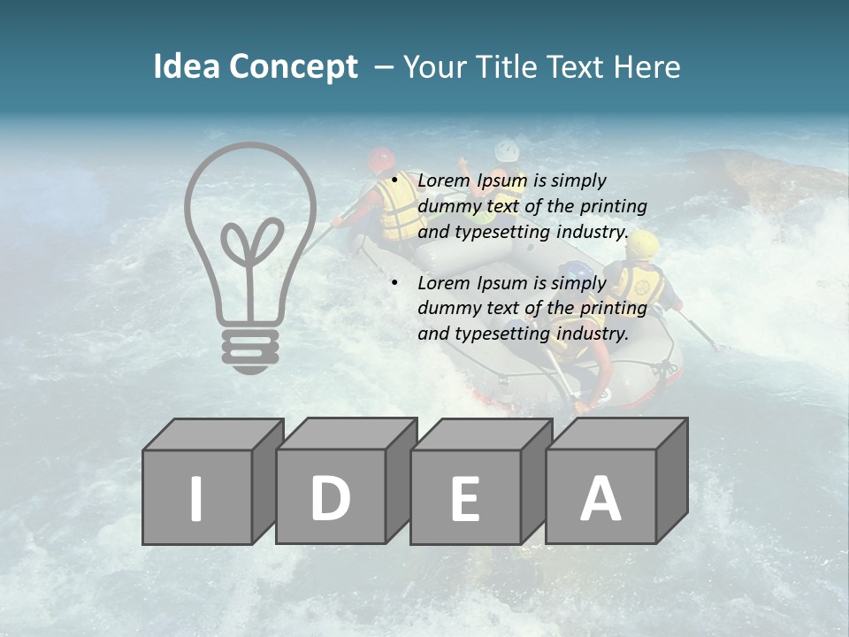 A Group Of People Riding On Top Of A Raft In A River PowerPoint Template