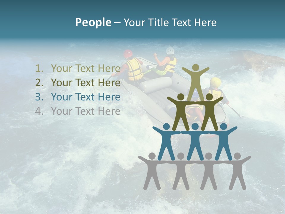 A Group Of People Riding On Top Of A Raft In A River PowerPoint Template