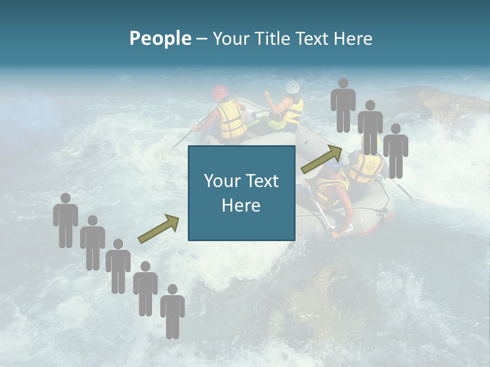 A Group Of People Riding On Top Of A Raft In A River PowerPoint Template