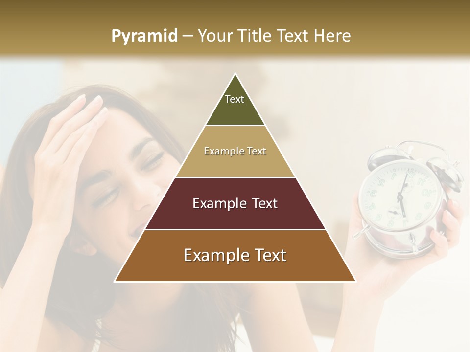 A Woman Laying On A Bed Holding An Alarm Clock PowerPoint Template