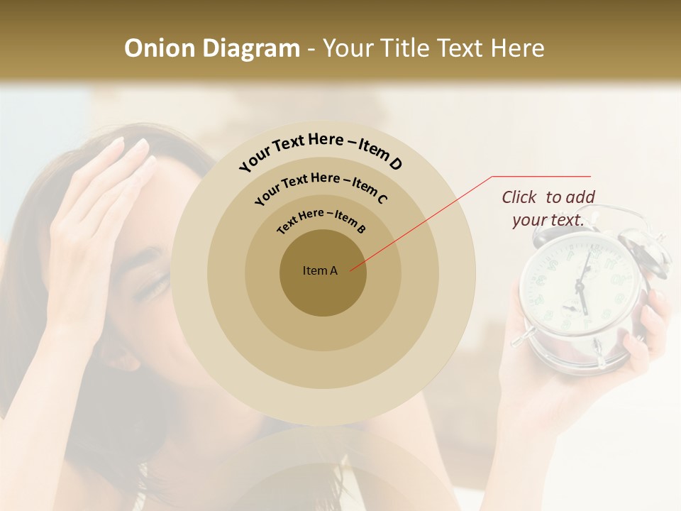 A Woman Laying On A Bed Holding An Alarm Clock PowerPoint Template