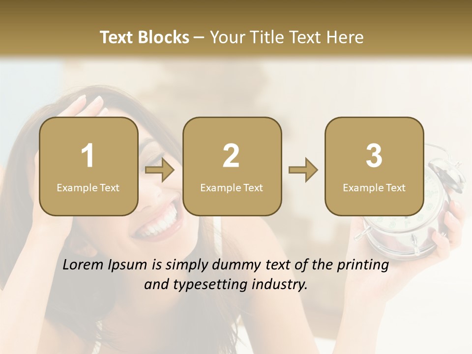 A Woman Laying On A Bed Holding An Alarm Clock PowerPoint Template