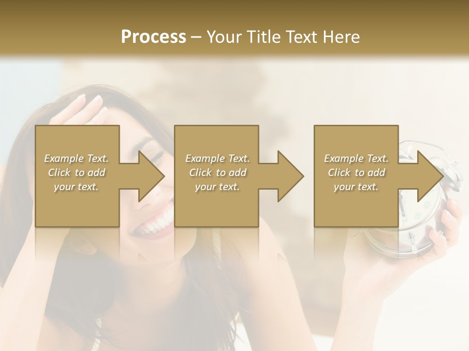 A Woman Laying On A Bed Holding An Alarm Clock PowerPoint Template