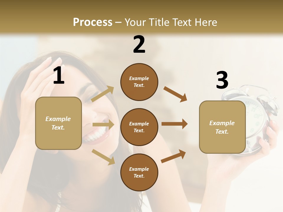 A Woman Laying On A Bed Holding An Alarm Clock PowerPoint Template
