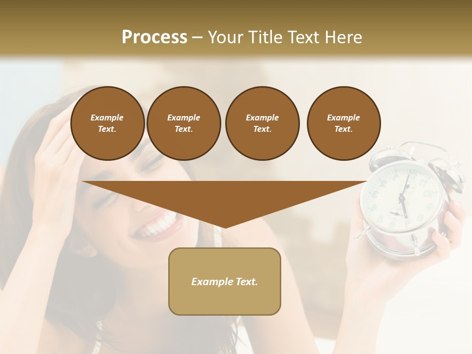 A Woman Laying On A Bed Holding An Alarm Clock PowerPoint Template