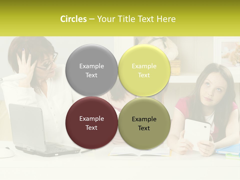 A Group Of Women Sitting Around A Laptop Computer PowerPoint Template