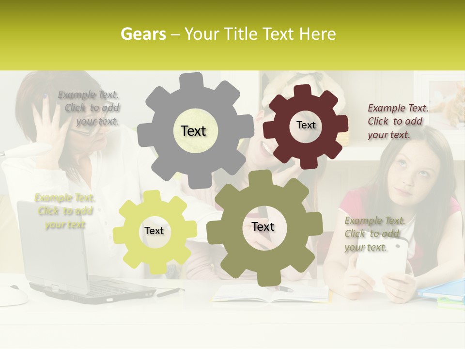 A Group Of Women Sitting Around A Laptop Computer PowerPoint Template