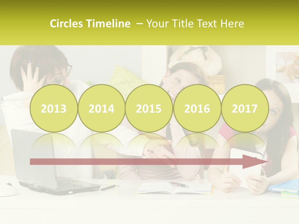 A Group Of Women Sitting Around A Laptop Computer PowerPoint Template