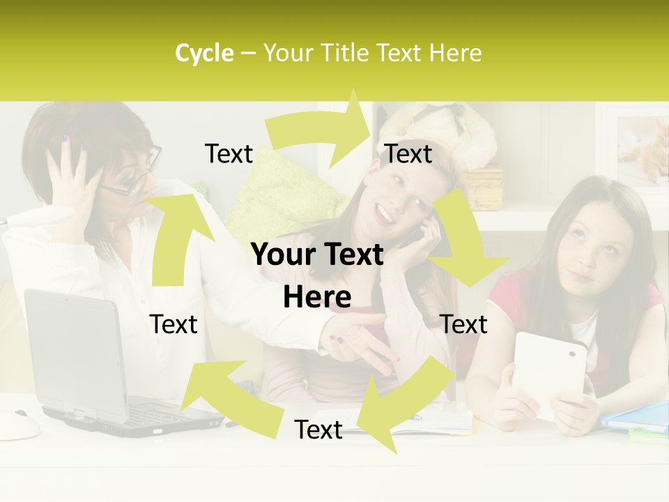 A Group Of Women Sitting Around A Laptop Computer PowerPoint Template