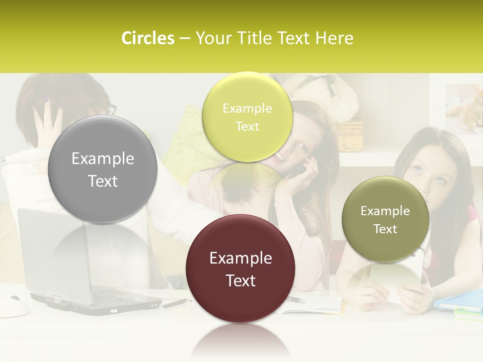 A Group Of Women Sitting Around A Laptop Computer PowerPoint Template