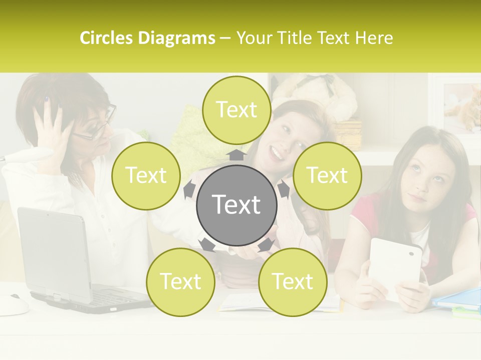 A Group Of Women Sitting Around A Laptop Computer PowerPoint Template