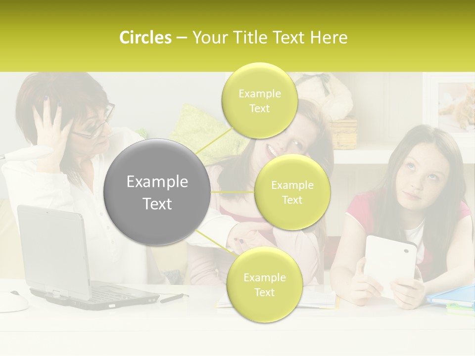 A Group Of Women Sitting Around A Laptop Computer PowerPoint Template
