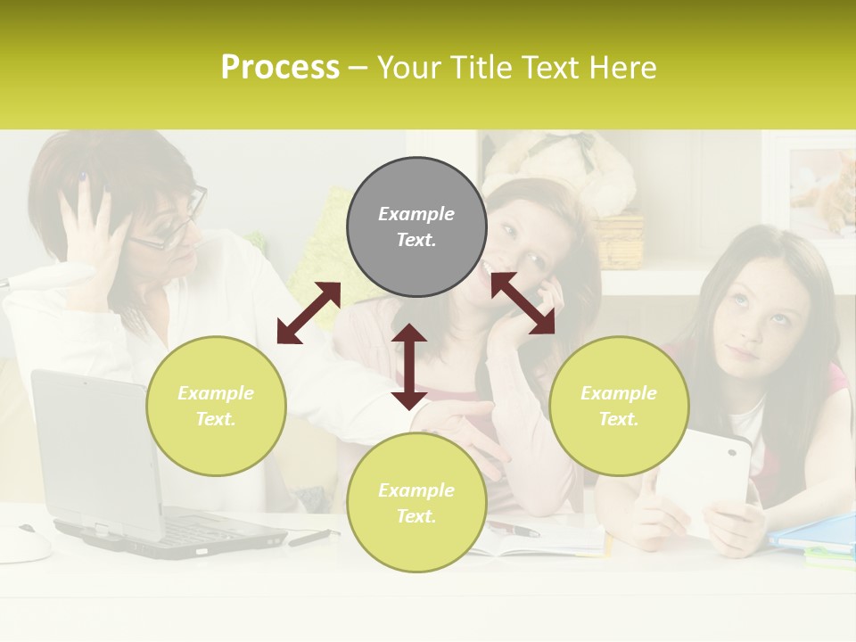 A Group Of Women Sitting Around A Laptop Computer PowerPoint Template