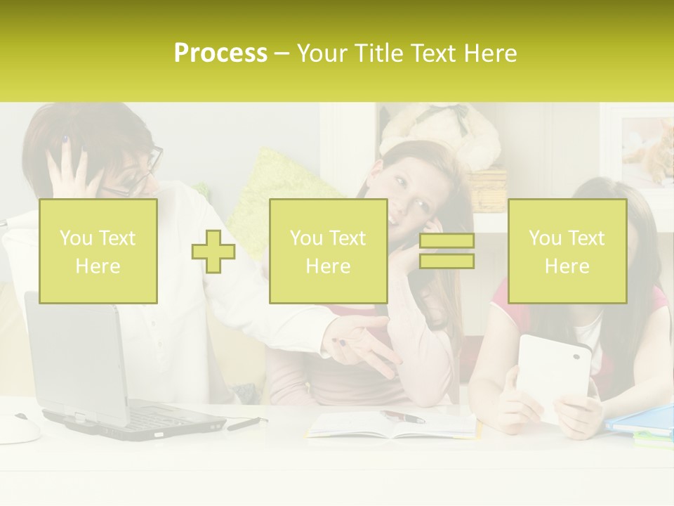 A Group Of Women Sitting Around A Laptop Computer PowerPoint Template