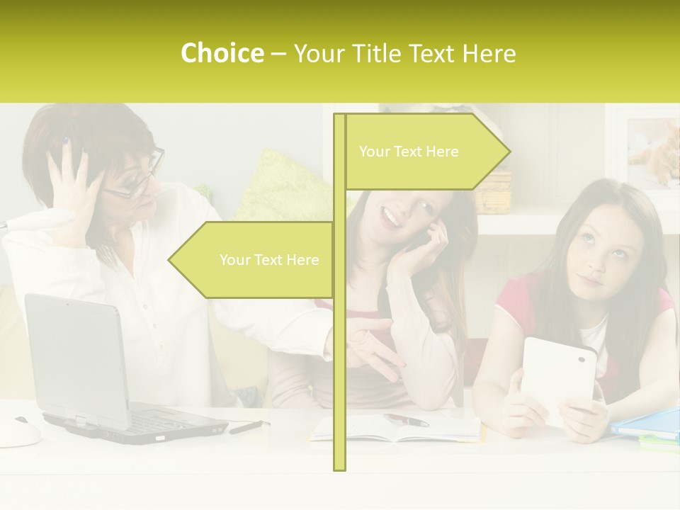 A Group Of Women Sitting Around A Laptop Computer PowerPoint Template