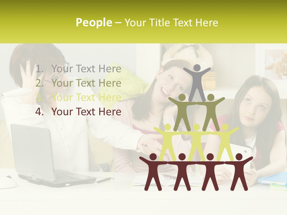 A Group Of Women Sitting Around A Laptop Computer PowerPoint Template