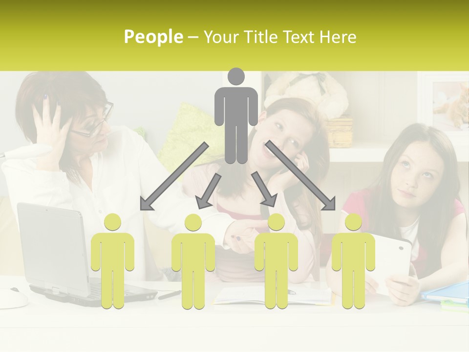A Group Of Women Sitting Around A Laptop Computer PowerPoint Template