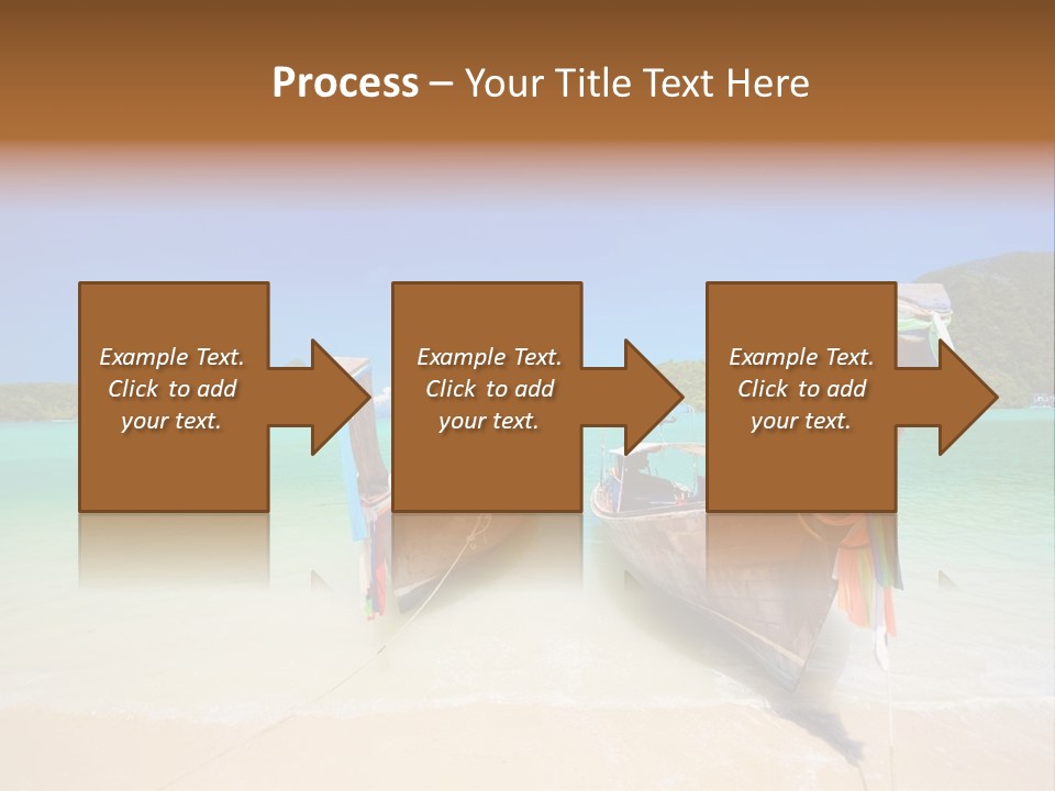 Two Boats On A Beach With A Blue Sky In The Background PowerPoint Template