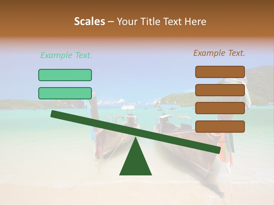 Two Boats On A Beach With A Blue Sky In The Background PowerPoint Template