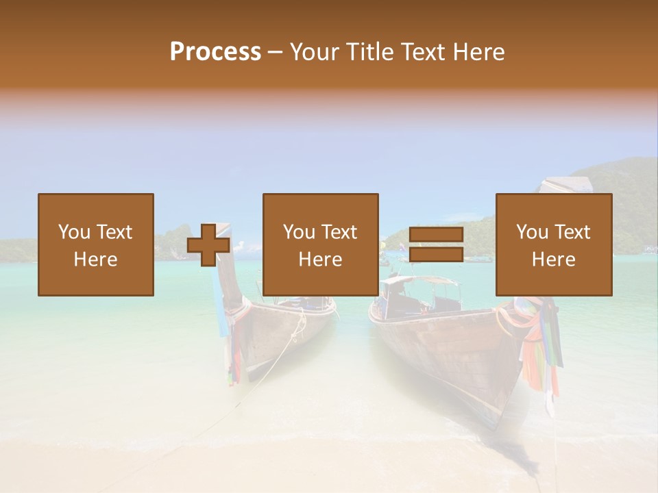 Two Boats On A Beach With A Blue Sky In The Background PowerPoint Template