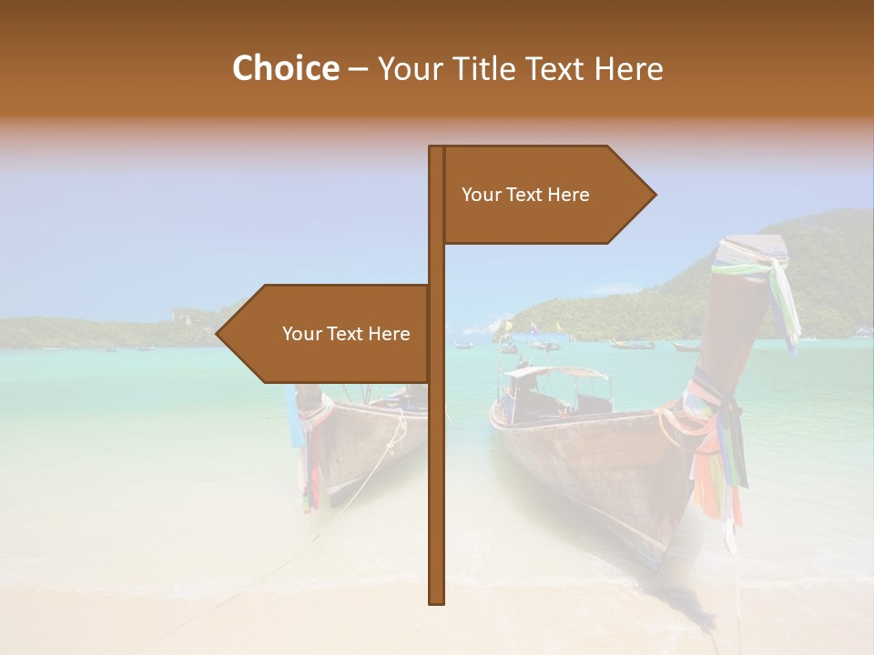 Two Boats On A Beach With A Blue Sky In The Background PowerPoint Template