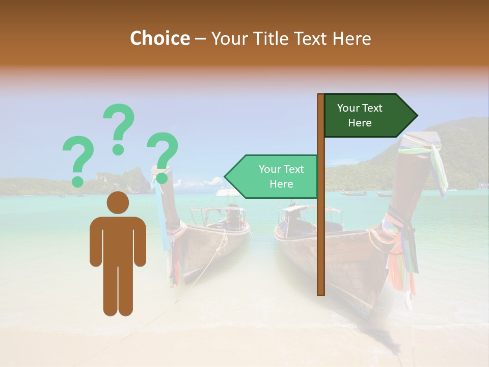 Two Boats On A Beach With A Blue Sky In The Background PowerPoint Template