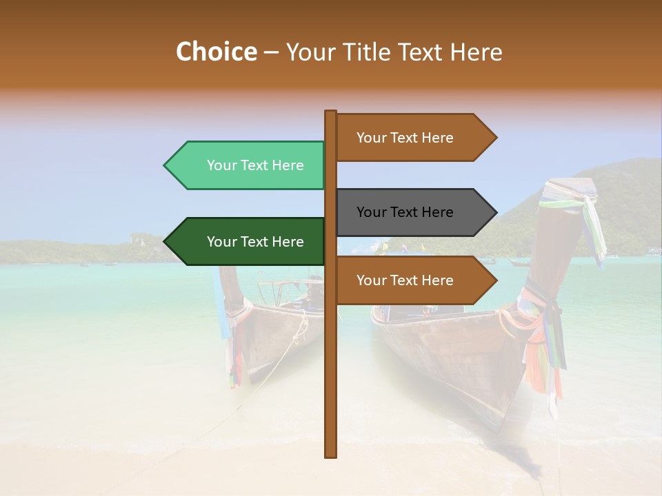 Two Boats On A Beach With A Blue Sky In The Background PowerPoint Template