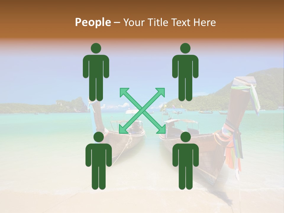 Two Boats On A Beach With A Blue Sky In The Background PowerPoint Template