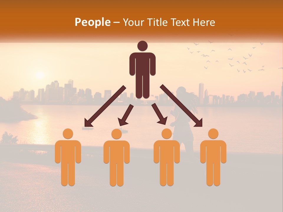 A Woman Jogging Along A River With A City Skyline In The Background PowerPoint Template