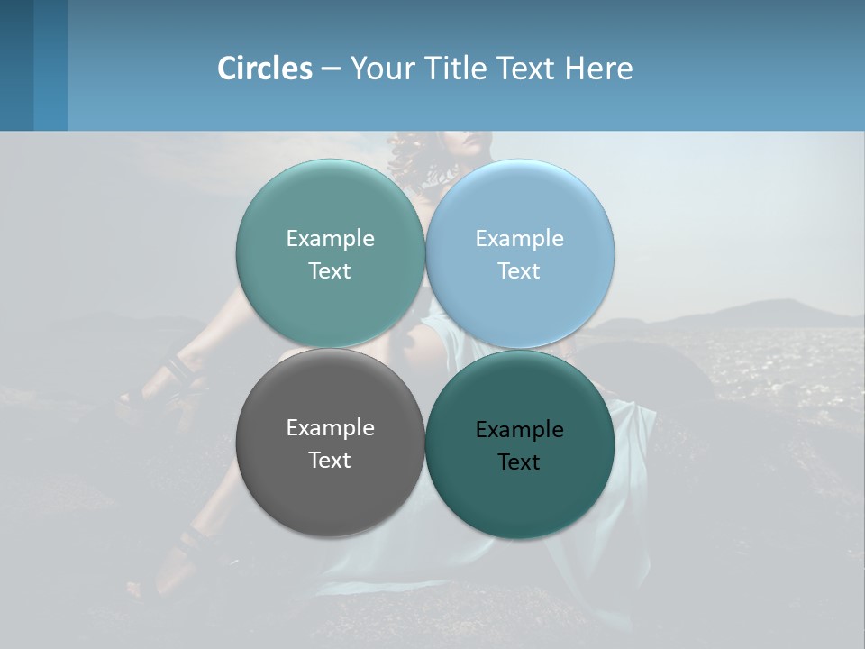 A Woman In A Blue Dress Is Sitting On A Rock PowerPoint Template