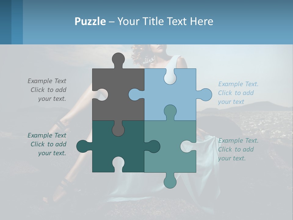 A Woman In A Blue Dress Is Sitting On A Rock PowerPoint Template