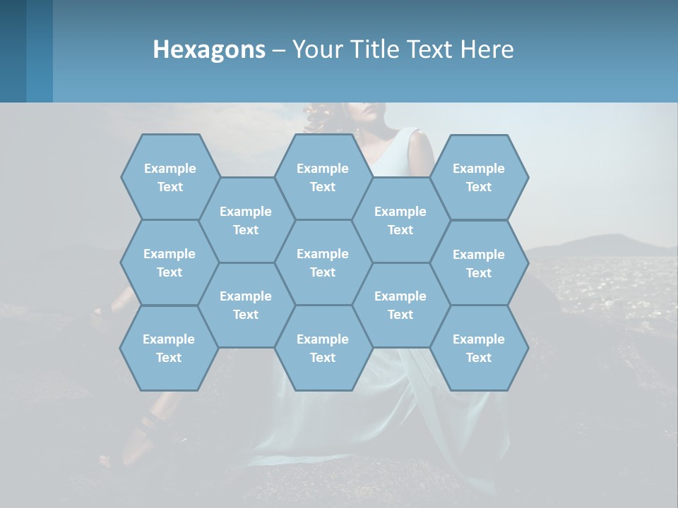 A Woman In A Blue Dress Is Sitting On A Rock PowerPoint Template