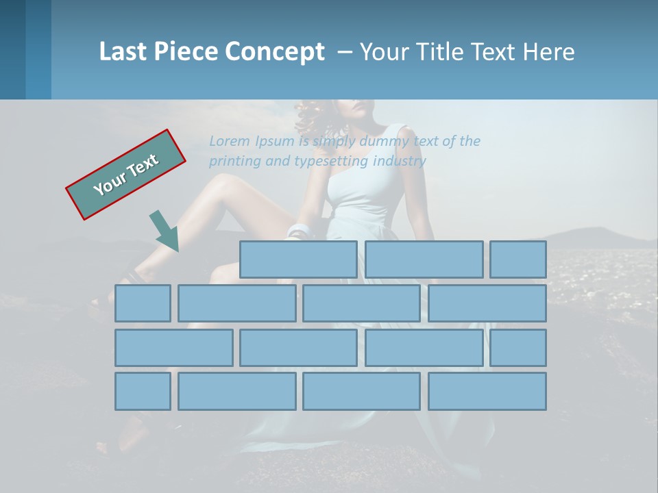 A Woman In A Blue Dress Is Sitting On A Rock PowerPoint Template