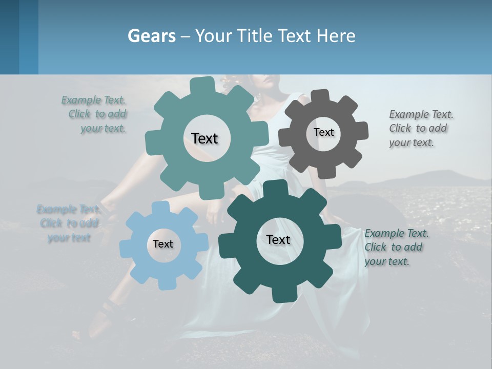 A Woman In A Blue Dress Is Sitting On A Rock PowerPoint Template