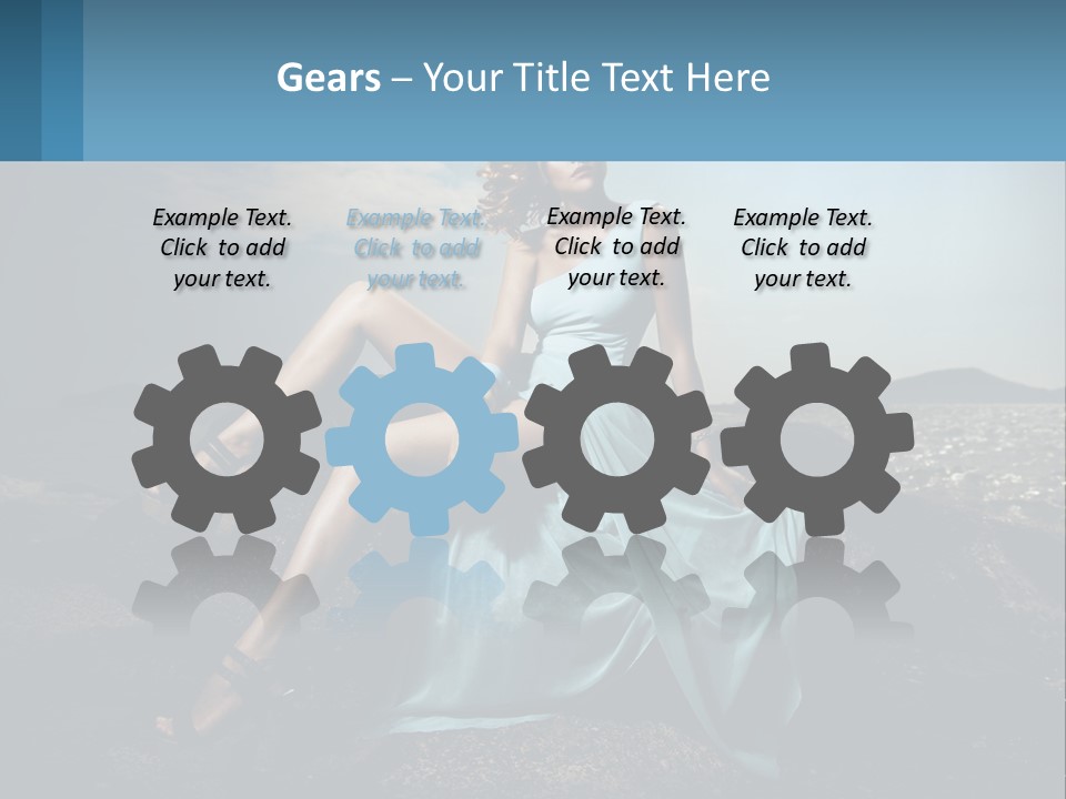 A Woman In A Blue Dress Is Sitting On A Rock PowerPoint Template
